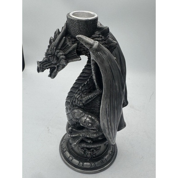 Medieval Dragon Candle Holder (1" Diameter Post Candle) 8"H. X 4" L. - Picture 4 of 6